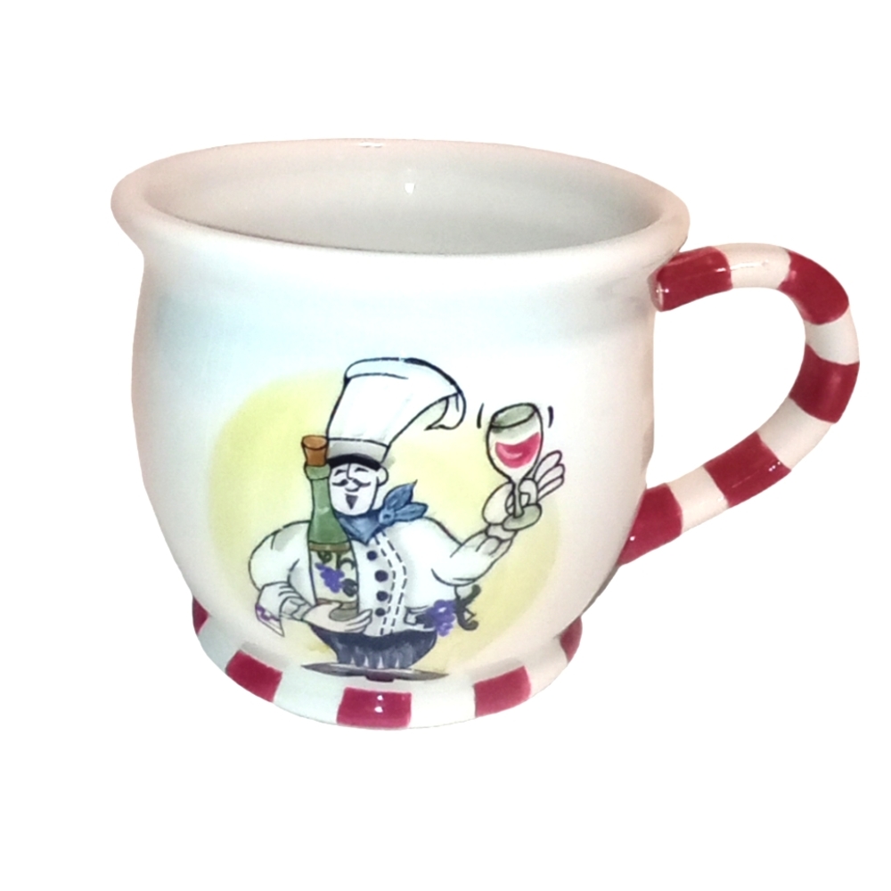 Sonoma Life Style Bordeaux Bistro Oversized Mug/Cup Yellow and Green Chefs